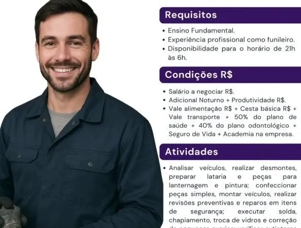 1 Vaga de emprego para Lanterneiro na empresa Guanabara em 08/09