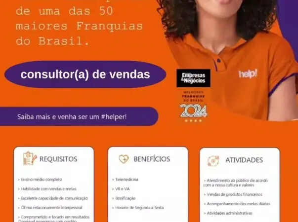 1 Vaga de emprego para Consultor De Vendas na empresa Help em 08/09
