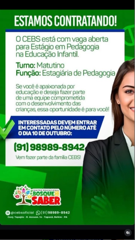 1 Vaga de emprego para Estagiaria De Pedagogia na empresa Bosque do Saber em 30/09