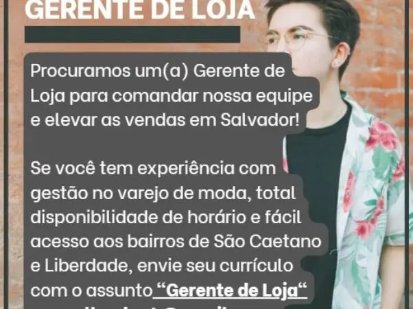 1 Vaga de emprego para Gerente De Loja na empresa Allyada RH em 06/09