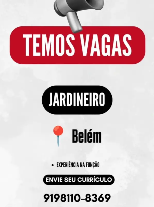 1 Vaga de emprego para Jardineiro na cidade em 06/09