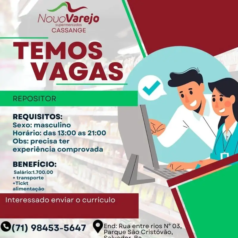 1 Vaga de emprego para Repositor na empresa Novo Varejo Supermercados em 06/09