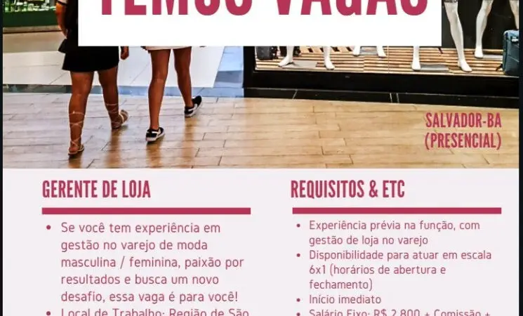 1 Vaga de emprego para Gerente De Loja na empresa Allyada RH em 06/09