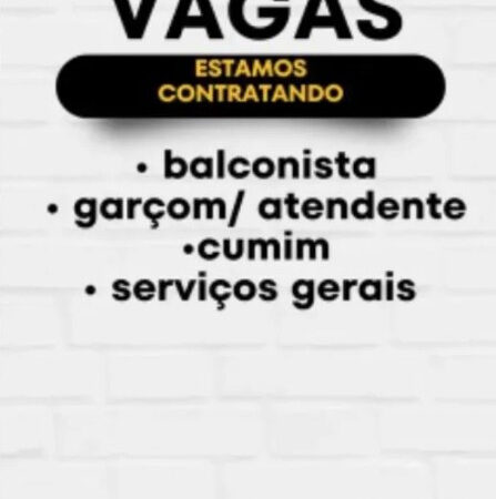 4 Vagas de emprego para Balconista, Garçom, Comim, Auxiliar De Serviços Gerais na empresa grupo hang em 10/09