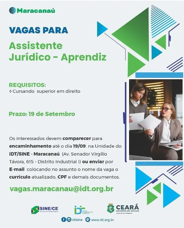 1 Vaga de emprego para Assistente Jurídico no segmento de direito em 11/09