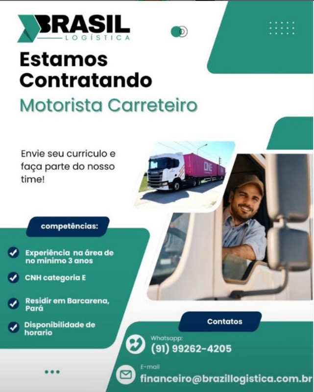 1 Vaga de emprego para Motorista Carreteiro na empresa BrazilianLogistica em 30/09
