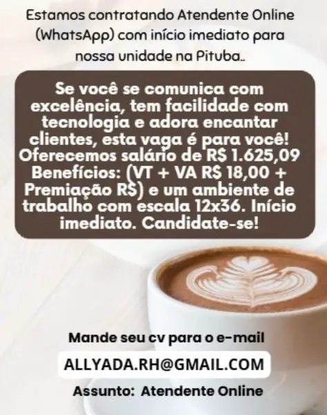 1 Vaga de emprego para Atendente Online na empresa Allyada RH em 06/09