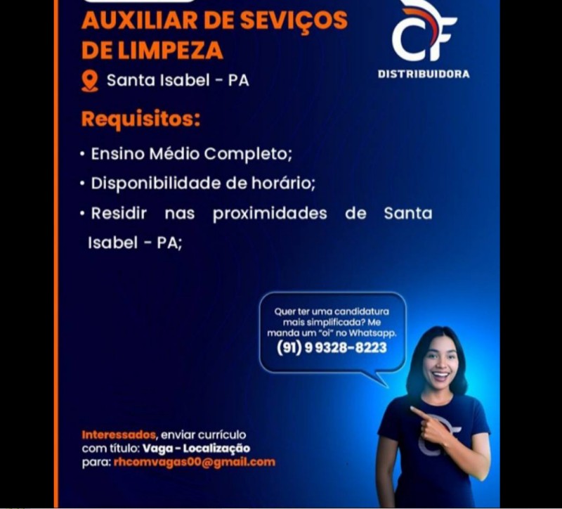 1 Vaga de emprego para Auxilair De Serviços Gerais na empresa CF Distribuidora em 19/09