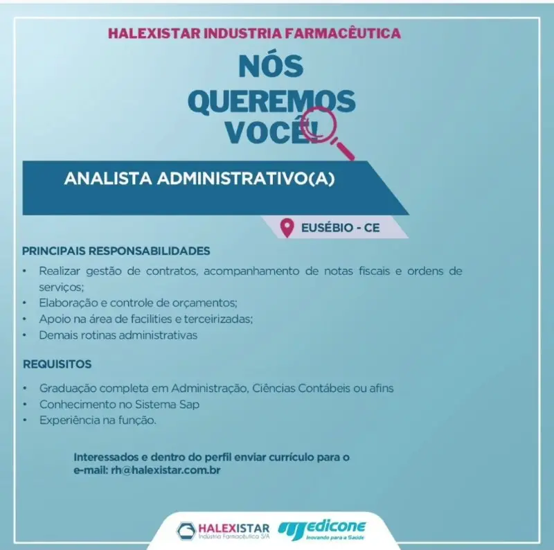 1 Vaga de emprego para Analista Administrativo na empresa HalexIstar em 08/09