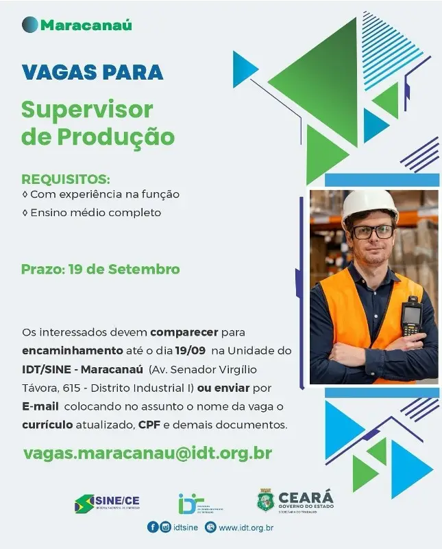 1 Vaga de emprego para Supervisor De Produção no segmento de produção em 11/09