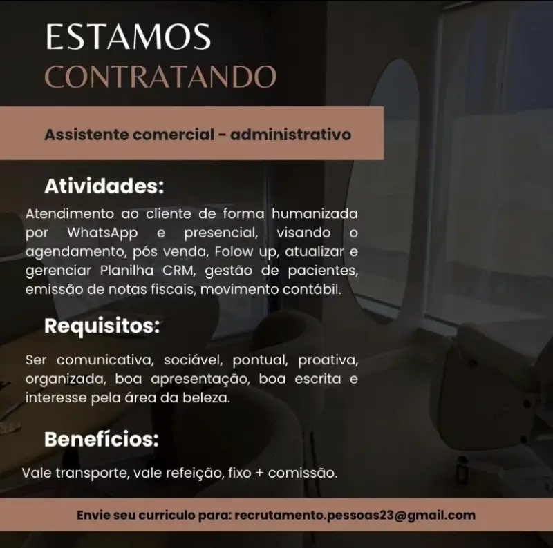 1 Vaga de emprego para Assistente Comercial na empresa Pessoas 23 em 08/09