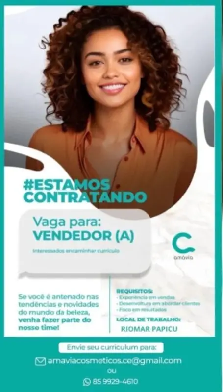 1 Vaga de emprego para Vendedor na empresa Grupo Amávia em 10/09