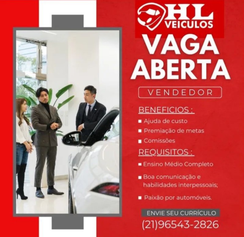 1 Vaga de emprego para Vendedor na empresa Hl Veículos em 23/09