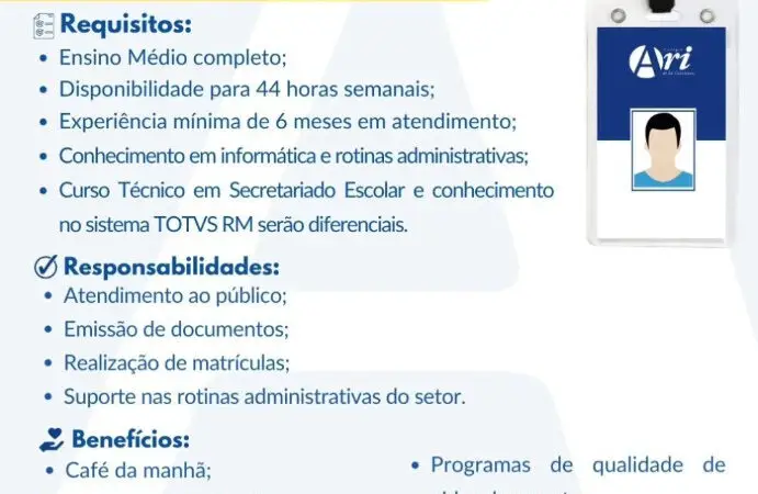 1 Vaga de emprego para Auxiliar De Secretaria na empresa Grupo Ari em 08/09