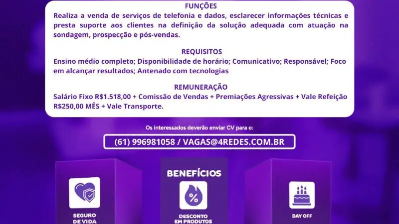 1 Vaga de emprego para Consultor De Vendas na empresa Vivo em 08/09