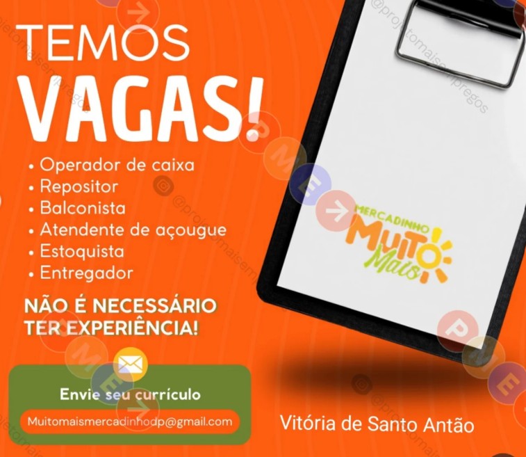 8 Vagas de emprego para Operador De Caixa, Repositor, Balconista, Atendente De Açougue, Estoquista, Entregador sem experiência na empresa Mercadinho Muito Mais em 25/09