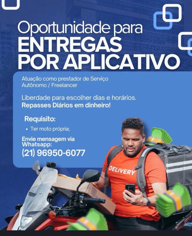 1 Vaga de emprego para Entregador Por Aplicativo na empresa Autônomo freelancer em 23/09