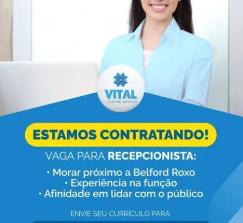 1 Vaga de emprego para Recepcionista na empresa Vital em 06/09