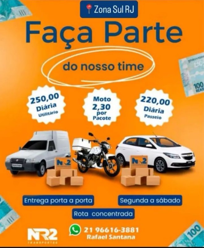 1 Vaga de emprego para Entregador na empresa Nr2 Zona Sul RJ em 23/09