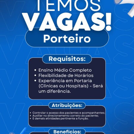 1 Vaga de emprego para Porteiro na empresa Top Saúde em 12/09