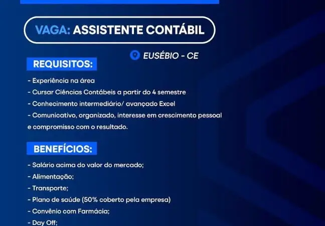 1 Vaga de emprego para Assistente Contábil na empresa ContService em 11/09