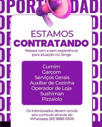 7 Vagas de emprego para Cumim, Garçom, Serviços Gerais, Auxiliar De Cozinha, Operador De Loja, Sushiman, Pizzaiolo sem experiência no Segmento alimentício em 18/09