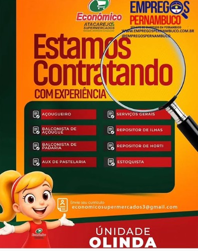 8 Vagas de emprego para Diversos Cargos na empresa Supermercado Econômico Atacarejo em 23/09