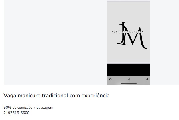 1 Vaga de emprego para Manicure Tradicional na empresa Josy Esmalteria em 23/09