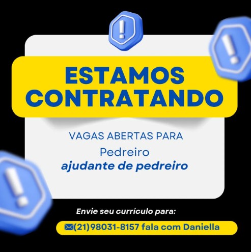 2 Vagas de emprego para Pedreiro, Ajudante De Pedreiro na Cidade Rio de Janeiro em 26/09