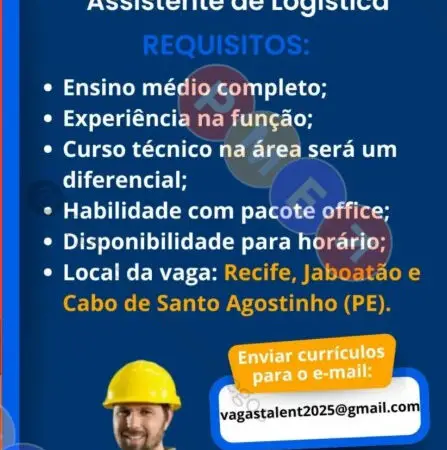 1 Vaga de emprego para Assistente De Logística na empresa Pleno Group em 06/09