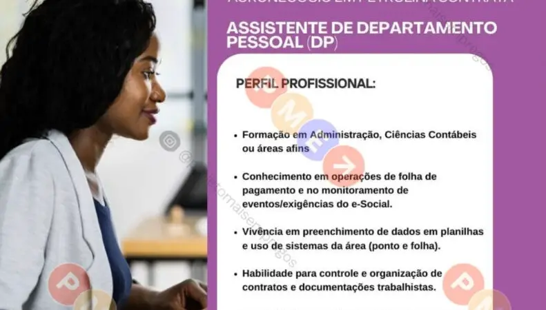 1 Vaga de emprego para Assistente De Departamento Pessoal na empresa Investi RH em 08/09