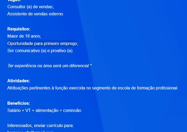2 Vagas de emprego para Assistente De Vendas Externo, Consultor De Vendas sem experiência na empresa Ultra Cursos em 06/09