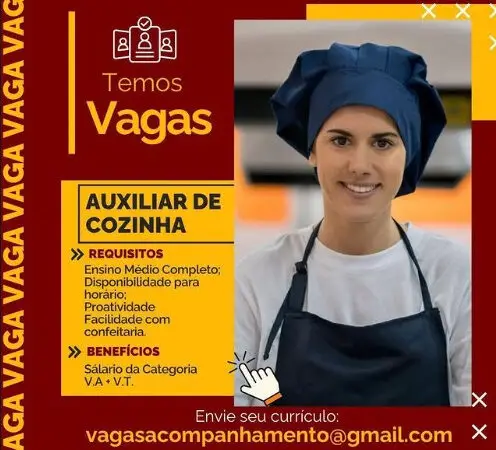 1 Vaga de emprego para Auxiliar De Cozinha sem experiência no Segmento alimentício em 06/09