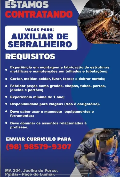 1 Vaga de emprego para Auxiliar De Serralheiro na empresa Qualitech em 06/09