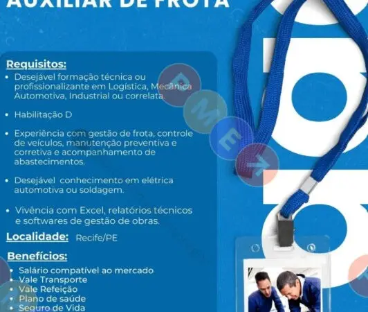 1 Vaga de emprego para Auxiliar De Frota na empresa Argo em 08/09