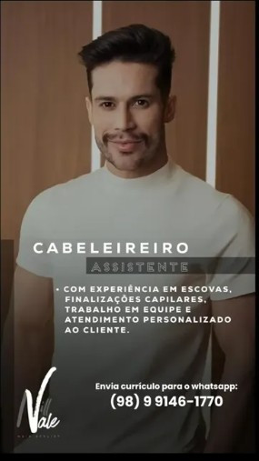 1 Vaga de emprego para Cabelereiro Assistente na empresa Salão de beleza Vale em 06/09