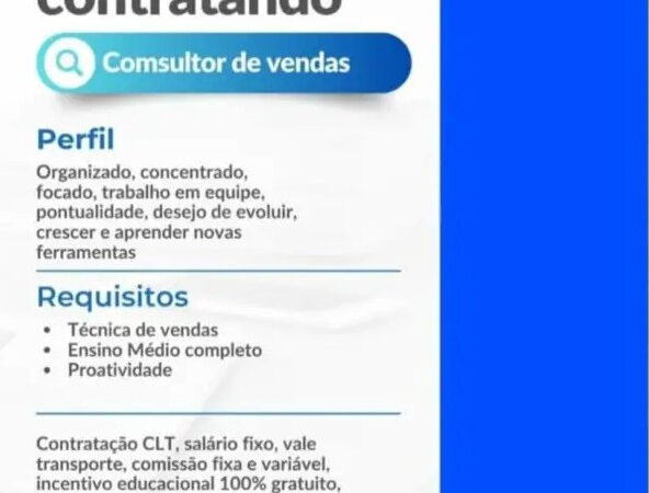 1 Vaga de emprego para Consultor De Vendas sem experiência no Segmento comercial em 06/09