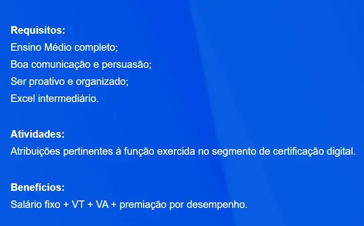 1 Vaga de emprego para Consultor De Relacionamento sem experiência na empresa Enovi em 08/09