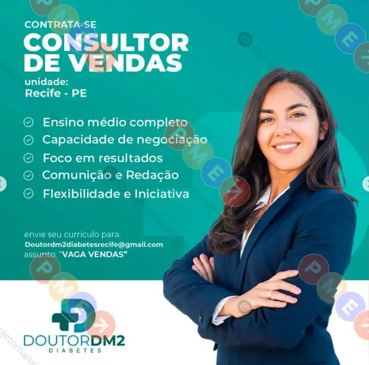 1 Vaga de emprego para Consultor De Vendas sem experiência na empresa Clínica Doutor DM2 em 08/09