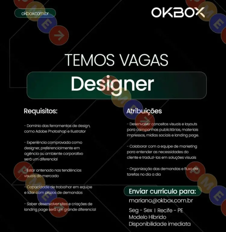 1 Vaga de emprego para Designer na empresa Oxbox em 09/09