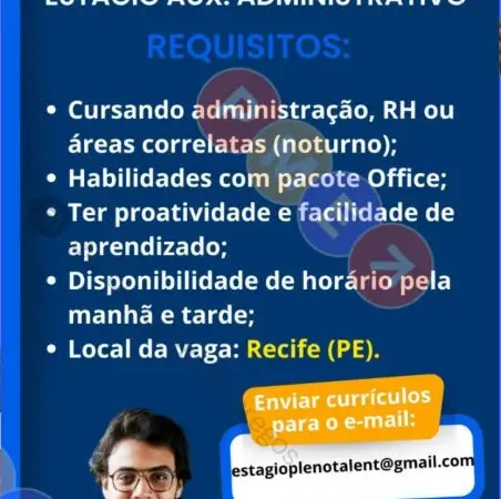 1 Vaga de emprego para Estágio De Auxiliar Administrativo sem experiência na empresa Pleno Group em 06/09