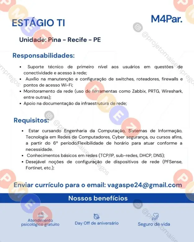 1 Vaga de emprego para Estágio De Ti sem experiência na empresa M4 Par em 09/09