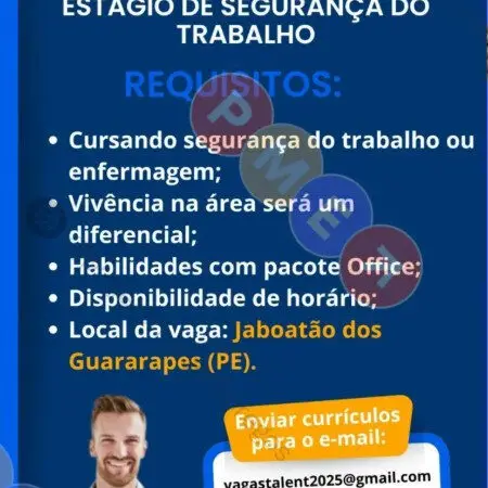 1 Vaga de emprego para Estágio De Segurança Do Trabalho sem experiência na empresa Pleno Group em 06/09