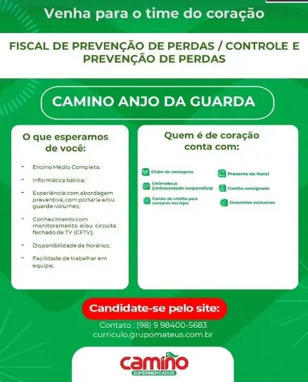 1 Vaga de emprego para Fiscal De Prevenção De Perdas na empresa Supermercado Camino em 06/09