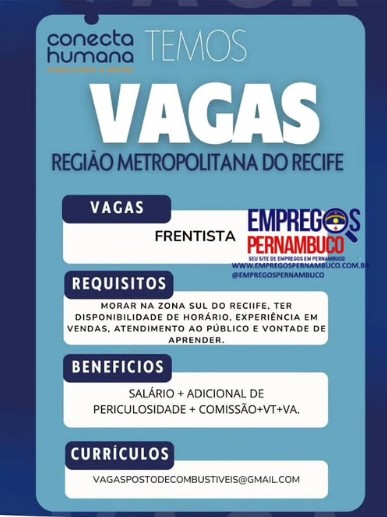 1 Vaga de emprego para Frentista na empresa Conecta Humana em 26/09
