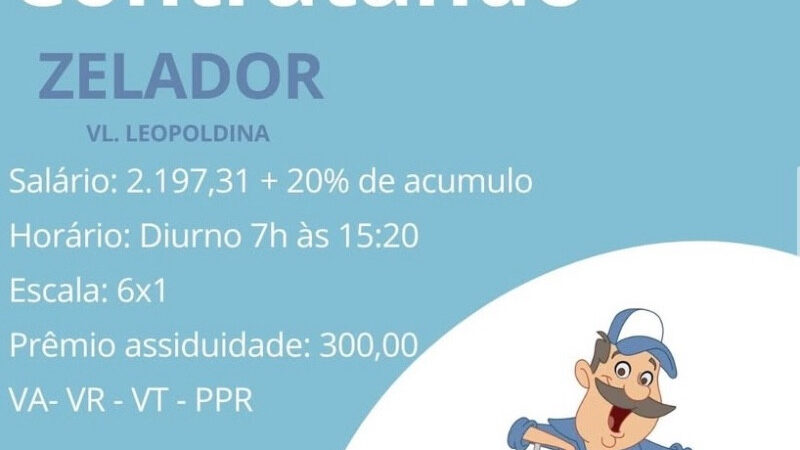 1 Vaga de emprego para Zelador na empresa Êxito real em 06/09