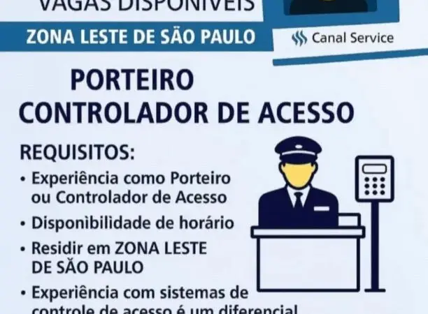 2 Vagas de emprego para Porteiro E Controlador De Acesso na empresa Canal service em 06/09