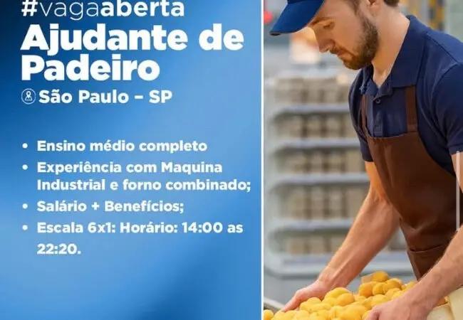 1 Vaga de emprego para Ajudante De Padeiro na empresa Grupo timbre em 06/09