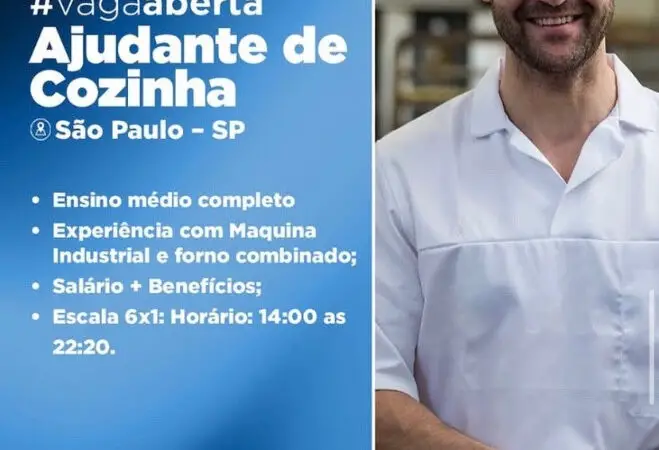 1 Vaga de emprego para Ajudante De Cozinha na empresa Grupo timbre em 06/09
