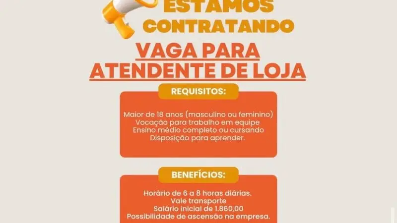 1 Vaga de emprego para Atendente De Loja na empresa Visa store em 06/09